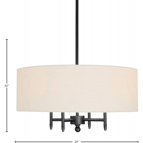  Stone & Beam Classic 4-Arm Gold Chandelier, 42H, White Shade