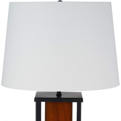  Stone & Beam Modern Farmhouse Hand-Painted Wood Table Lamp, 27 H, With LED Bulb, White Shade