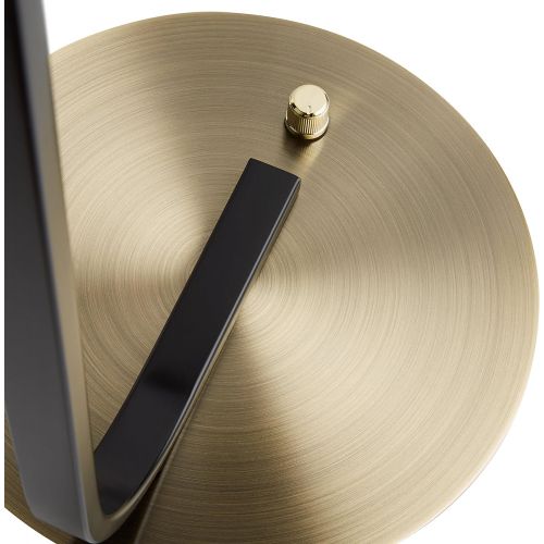  Rivet Modern Table Lamp, 20.5H, With Bulb, Black and Brushed Brass with Linen Shade