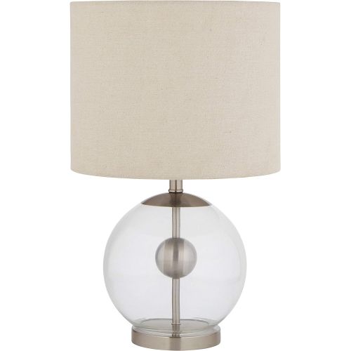  Stone & Beam Pearl Modern Glass Orb Lamp, With Bulb, Linen Shade, 19.5 x 11.5 x 11.5 , Silver