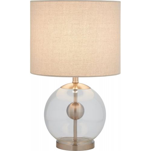  Stone & Beam Pearl Modern Glass Orb Lamp, With Bulb, Linen Shade, 19.5 x 11.5 x 11.5 , Silver