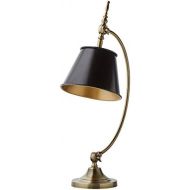 Stone & Beam Vintage Arced Desk Lamp with Bulb, 25 H, Brass and Black