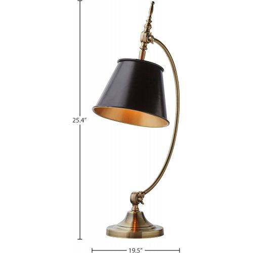  Stone & Beam Vintage Arced Desk Lamp with Bulb, 25 H, Brass and Black