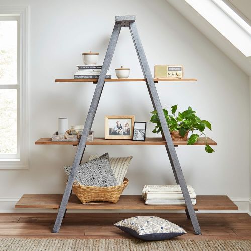  Stone & Beam Bryson A-Frame Bookcase, 70.7W, Wood and Iron