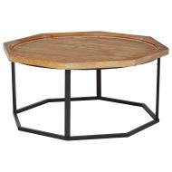 Stone & Beam Aire Rustic OctagonalWood Coffee Table, 39.5, Black & Natural