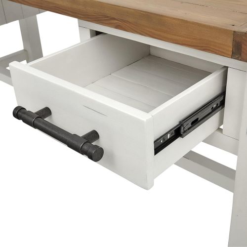  Stone & Beam Barrett Reclaimed Wood 2-Tone Desk, 71W, White, Sandstone