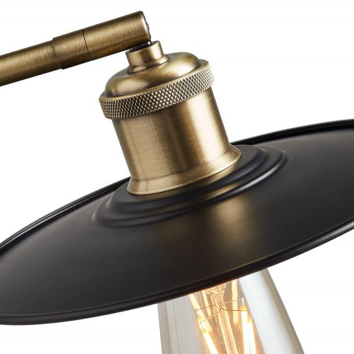  Stone & Beam Rivet Mid-Century Exposed Bulb Task Floor Lamp, 53.5H, With Bulb, Matte Black & Antique Brass