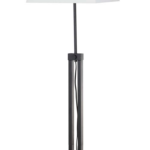  Stone & Beam Modern Farmhouse Wood Base Adjustable Living Room Floor Lamp With LED Light Bulb And White Shade- 16 x 16 x 66.25 Inches, Black