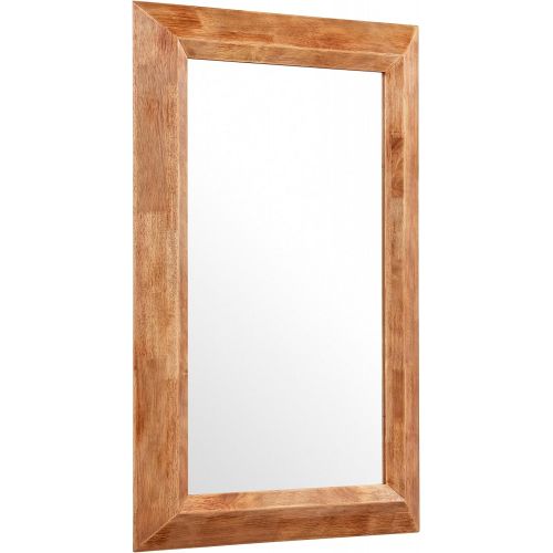  Amazon Brand - Stone & Beam Rustic Wood Frame Hanging Wall Mirror, 39.75 Inch Height, Natural