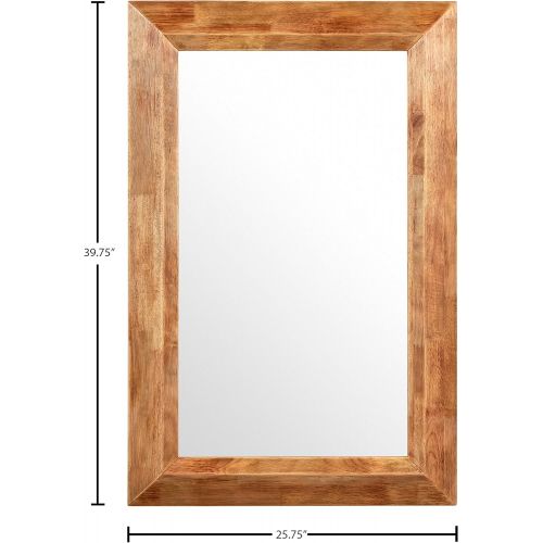  Amazon Brand - Stone & Beam Rustic Wood Frame Hanging Wall Mirror, 39.75 Inch Height, Natural
