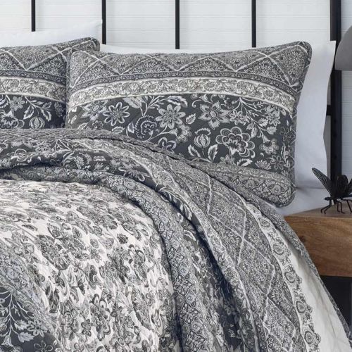  Stone Cottage Abbey Grey Quilt Set, FullQueen