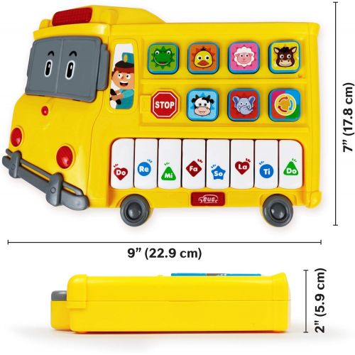  Stone and Clark Learning School Bus Toy w/ Lights and Music ? 8 Musical Note Piano Keys, 6 Animal Sounds Buttons and Mode Button ? Toy Bus w/ Flashing Lights ? Fun Toy School Bus for Toddlers 18+