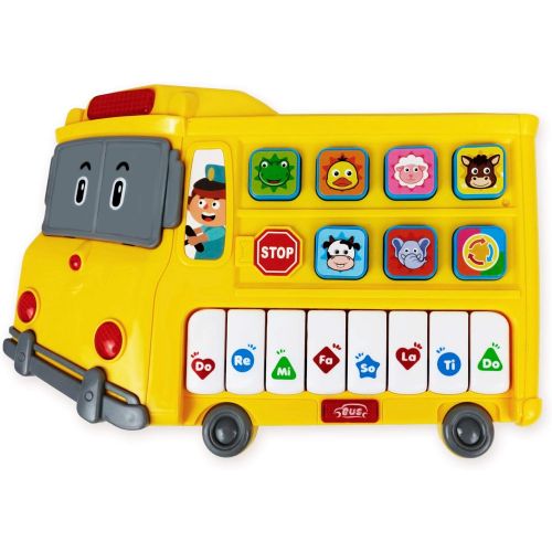  Stone and Clark Learning School Bus Toy w/ Lights and Music ? 8 Musical Note Piano Keys, 6 Animal Sounds Buttons and Mode Button ? Toy Bus w/ Flashing Lights ? Fun Toy School Bus for Toddlers 18+