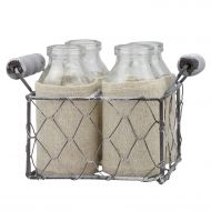 Stonebriar Milk Bottle with Caddy, Set of 4