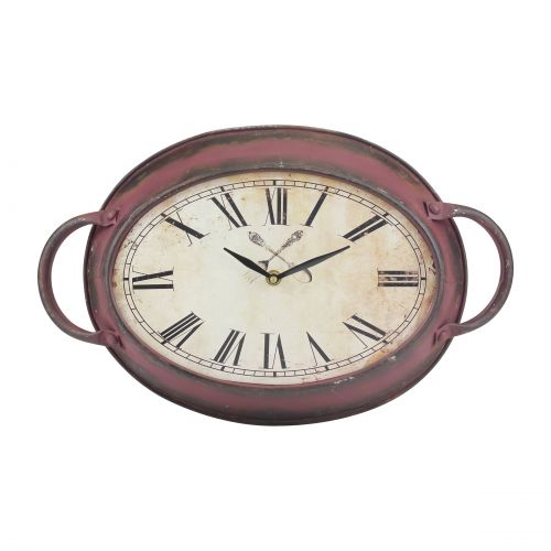  STONEBRIAR COLLECTION Red Rust Metal Oval Wall Clock