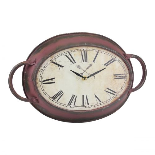  STONEBRIAR COLLECTION Red Rust Metal Oval Wall Clock