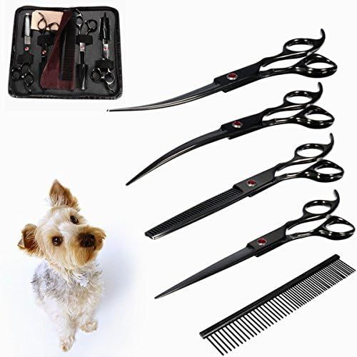  Stong Professional Pet Scissors Kit Sharp Edge Dog Cat 4pcs Grooming With Storage Bag