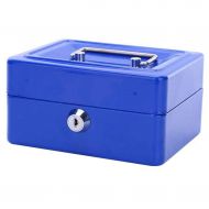 Storage Bins & Boxes Fireproof Storage Box with Lock Small Storage tin Box Home Document Safe Small Mini Money Box Portable Safe Deposit Box (Color : Blue, Size : 19.815.98.8cm)
