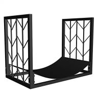 Storage Rack Firewood Log Rack,Metal Wood Storage Holder Fireplace, Stove and Fire Pit Accessory Indoor/Outdoor Black Powder Coated Steel Heavy Duty Decorative Fireplace Wood Storage Holder