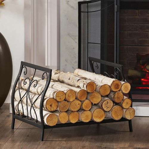  Storage Rack Heavy Duty Firewood Racks,Wrought Iron Log Fireplace Racks Indoor/Outdoor Fireplace Wood Storage Holder Fireplace, Stove and Fire Pit Accessor