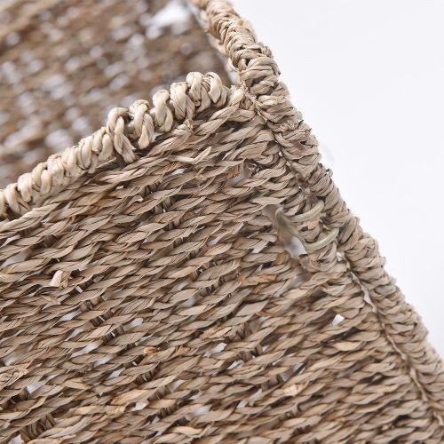  StorageWorks Seagrass & Hyacinth Storage Woven Basket with Iron Wire Frame, Foldable Storage Baskets Organizer, Medium,10.2x10.2x10.6, 2-Pack, Extra - Gift Lining