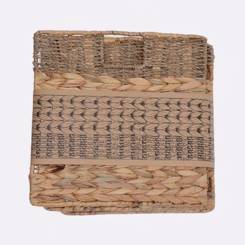  StorageWorks Seagrass & Hyacinth Storage Woven Basket with Iron Wire Frame, Foldable Storage Baskets Organizer, Medium,10.2x10.2x10.6, 2-Pack, Extra - Gift Lining