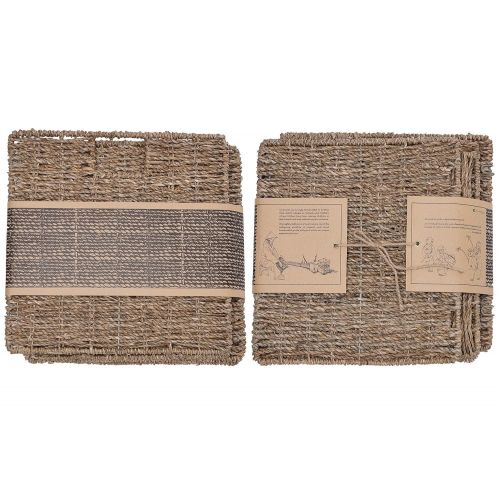  StorageWorks Seagrass & Hyacinth Storage Woven Basket with Iron Wire Frame, Foldable Storage Baskets Organizer, Medium,10.2x10.2x10.6, 2-Pack, Extra - Gift Lining