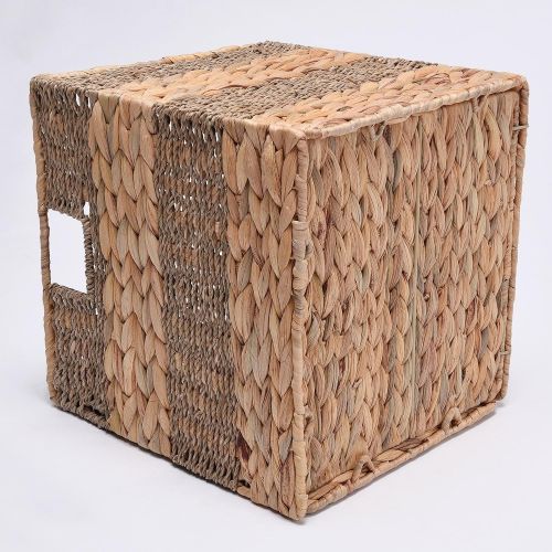  StorageWorks Seagrass & Hyacinth Storage Woven Basket with Iron Wire Frame, Foldable Storage Baskets Organizer, Medium,10.2x10.2x10.6, 2-Pack, Extra - Gift Lining