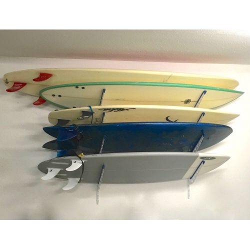  StoreYourBoard Metal Surfboard Storage Rack - 4 Surf Adjustable Home Wall Mount