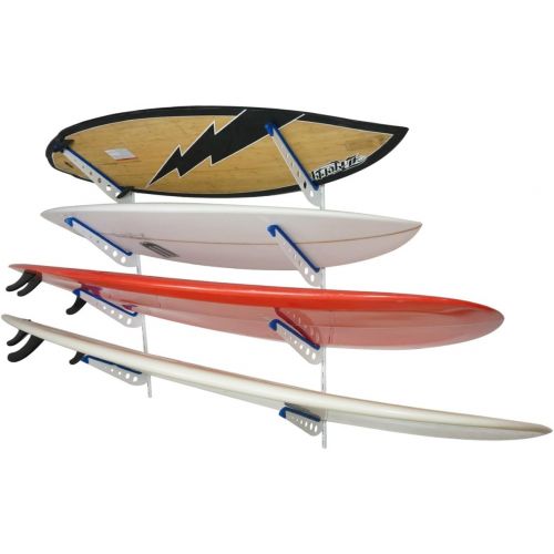  StoreYourBoard Metal Surfboard Storage Rack, 4 Surf Adjustable Home Wall Mount