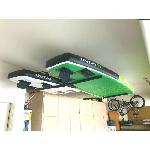  StoreYourBoard Double SUP & Surf Ceiling Storage Rack, Hi Port 2 Overhead Hanger Mount, Home & Garage