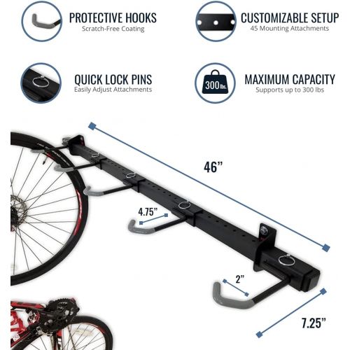  [아마존베스트]StoreYourBoard Bike Storage Rack, Holds 5 Bicycles, Home and Garage Adjustable Bike Wall Hanger Mount