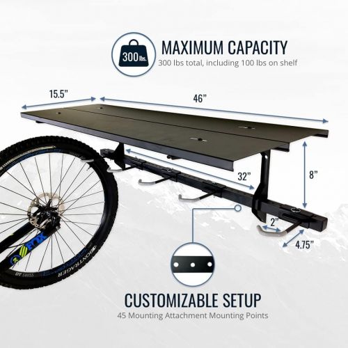  [아마존베스트]StoreYourBoard Bike Rack + Storage Shelf, Holds 5 Bicycles, Garage Adjustable Bike Wall Mount