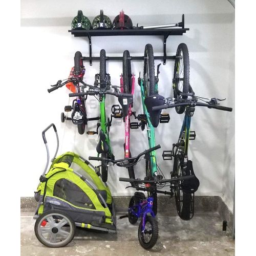  [아마존베스트]StoreYourBoard Bike Rack + Storage Shelf, Holds 5 Bicycles, Garage Adjustable Bike Wall Mount