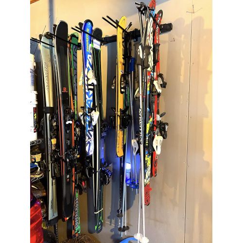  [아마존베스트]StoreYourBoard Ski and Snowboard Wall Storage Rack, Holds 10 Pairs, Ski Wall Mount, Home and Garage Storage Hanger
