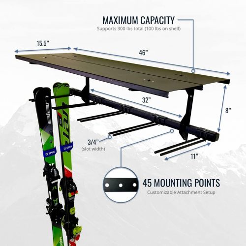  [아마존베스트]StoreYourBoard Ski Wall Rack and Storage Shelf, Holds 10 Pairs, Ski Wall Mount, Home and Garage Storage Hanger