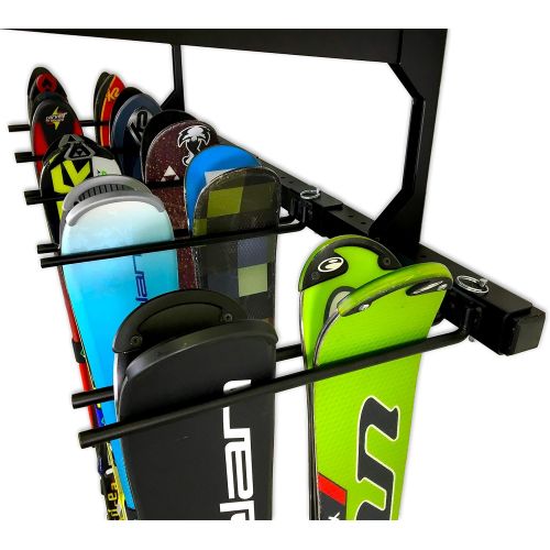  [아마존베스트]StoreYourBoard Ski Wall Rack and Storage Shelf, Holds 10 Pairs, Ski Wall Mount, Home and Garage Storage Hanger