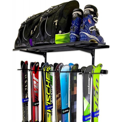  [아마존베스트]StoreYourBoard Ski Wall Rack and Storage Shelf, Holds 10 Pairs, Ski Wall Mount, Home and Garage Storage Hanger