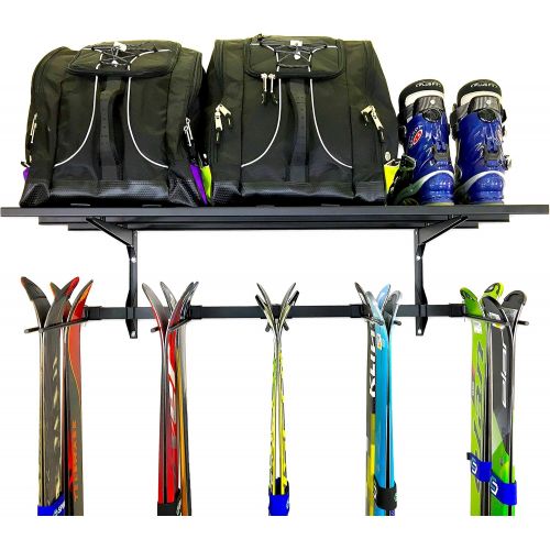  [아마존베스트]StoreYourBoard Ski Wall Rack and Storage Shelf, Holds 10 Pairs, Ski Wall Mount, Home and Garage Storage Hanger