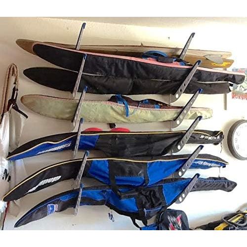  [아마존베스트]StoreYourBoard Adjustable Water Ski Wall Storage Rack, Holds 4 Sets of Skis, Garage Home Boathouse Organizer