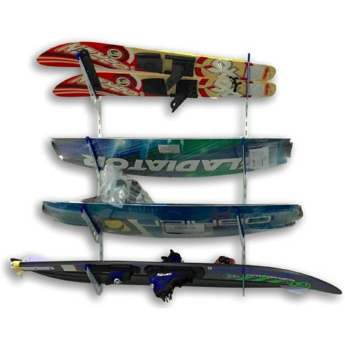  [아마존베스트]StoreYourBoard Adjustable Water Ski Wall Storage Rack, Holds 4 Sets of Skis, Garage Home Boathouse Organizer