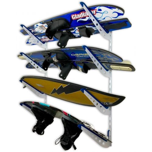  [아마존베스트]StoreYourBoard Adjustable Water Ski Wall Storage Rack, Holds 4 Sets of Skis, Garage Home Boathouse Organizer