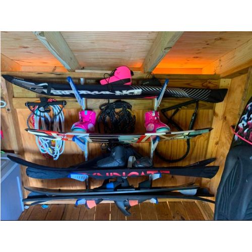  [아마존베스트]StoreYourBoard Adjustable Water Ski Wall Storage Rack, Holds 4 Sets of Skis, Garage Home Boathouse Organizer