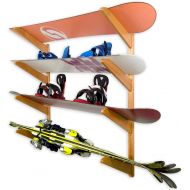 [아마존베스트]StoreYourBoard Timber Snowboard Wall Rack, Holds 3 Snowboards, Wood Home and Garage Storage Mount System