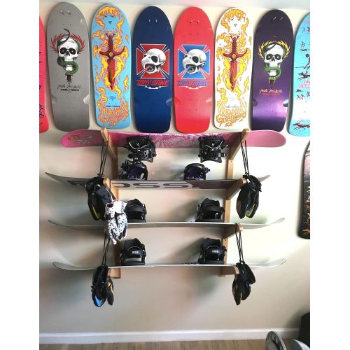  [아마존베스트]StoreYourBoard Timber Snowboard Wall Rack, Holds 3 Snowboards, Wood Home and Garage Storage Mount System