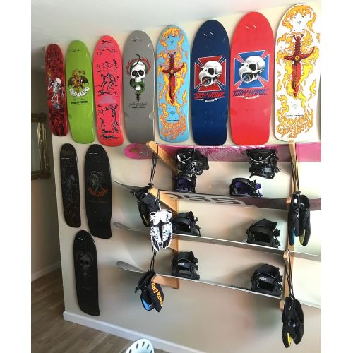  [아마존베스트]StoreYourBoard Timber Snowboard Wall Rack, Holds 3 Snowboards, Wood Home and Garage Storage Mount System