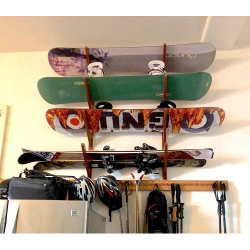  [아마존베스트]StoreYourBoard Timber Snowboard Wall Rack, Holds 3 Snowboards, Wood Home and Garage Storage Mount System