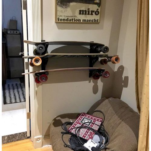  StoreYourBoard Skateboard and Longboard Storage Rack, Trifecta Wall Mount Display, Home and Garage Organizer