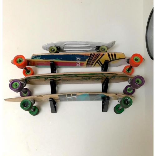  StoreYourBoard Skateboard and Longboard Storage Rack, Trifecta Wall Mount Display, Home and Garage Organizer