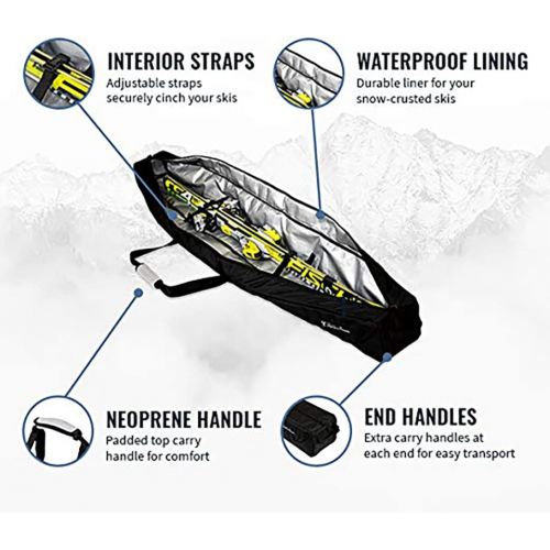  StoreYourBoard Ski Travel Bag, Waterproof Padded Carrier Holds Single Pair Of Skis, Gloves, Jackets, and Accesories